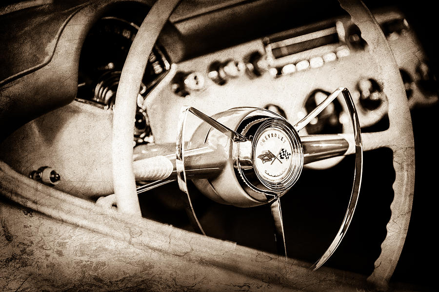 1953 Chevrolet Corvette Steering Wheel Emblem -1400s Photograph by Jill Reger