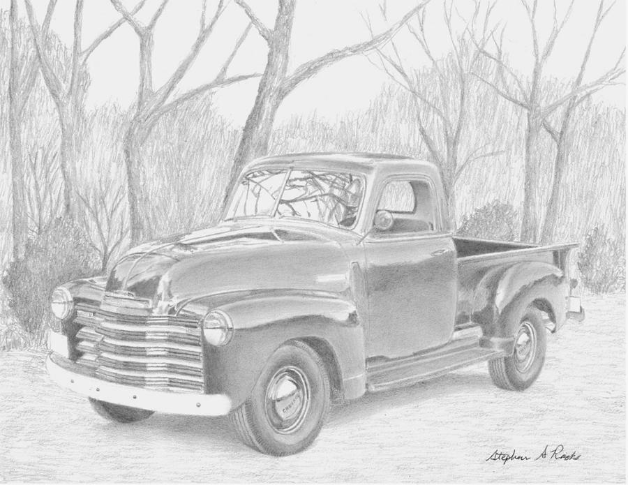 1953 Chevrolet Pickup TRUCK ART PRINT Drawing by Stephen Rooks