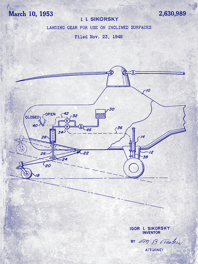 1953 Helicopter Patent Blueprint Photograph by Jon Neidert