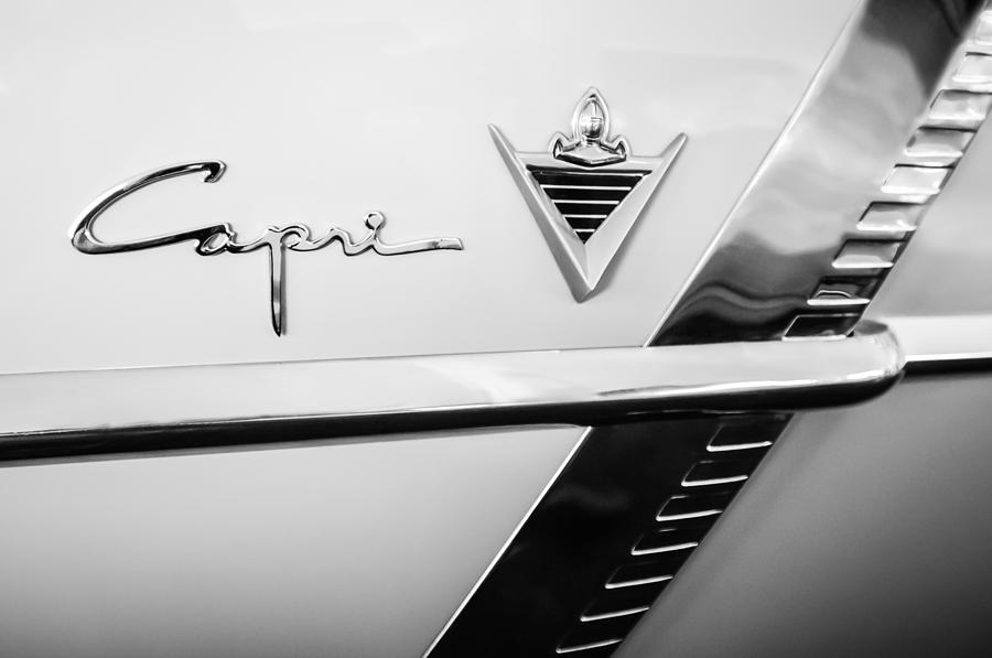 1953 Lincoln Capri Emblem -0289bw Photograph by Jill Reger