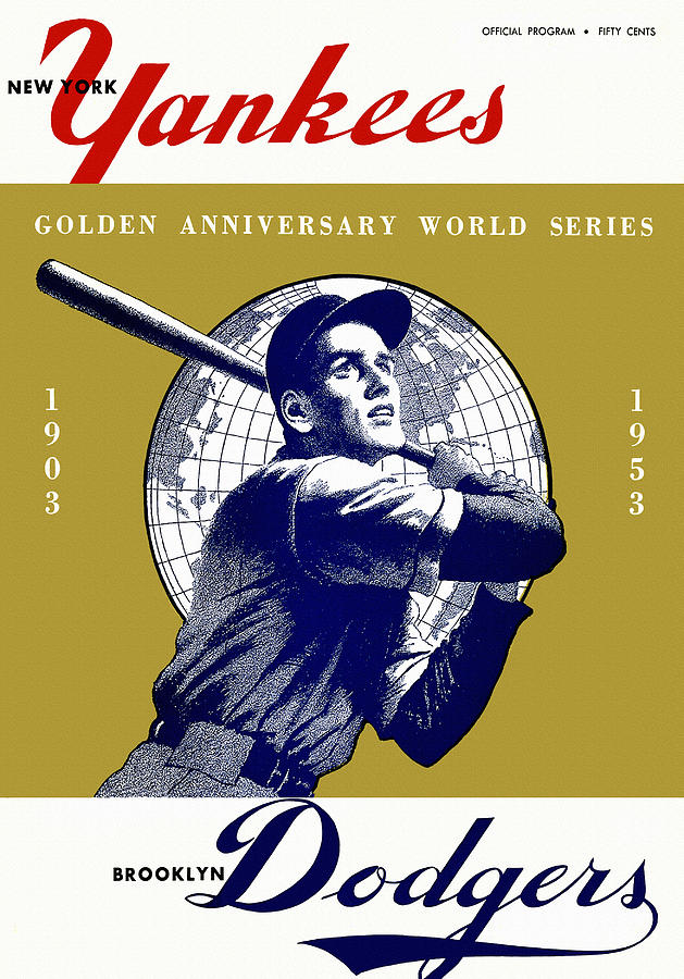 New York Yankees Painting - 1953 Yankees Dodgers World Series Program by Big 88 Artworks