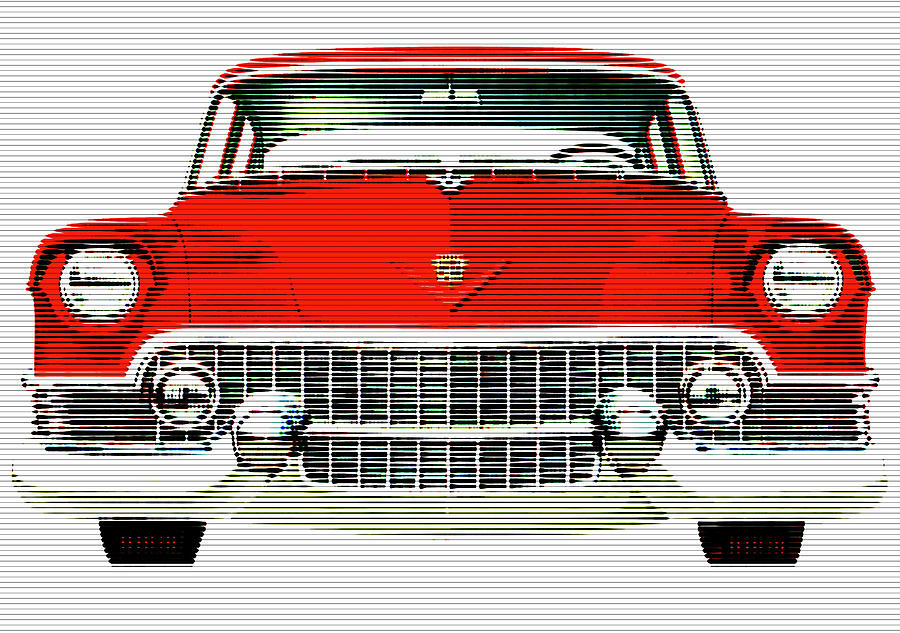 1954 Cadillac Red Mixed Media by Charlie Ross