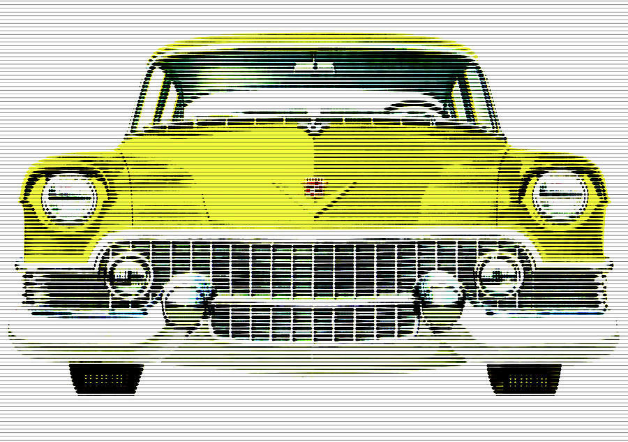 1954 Cadillac Yellow Mixed Media by Charlie Ross