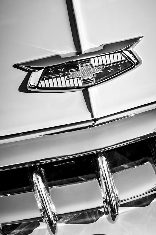 1954 Chevrolet Belair Emblem -0431bw Photograph by Jill Reger