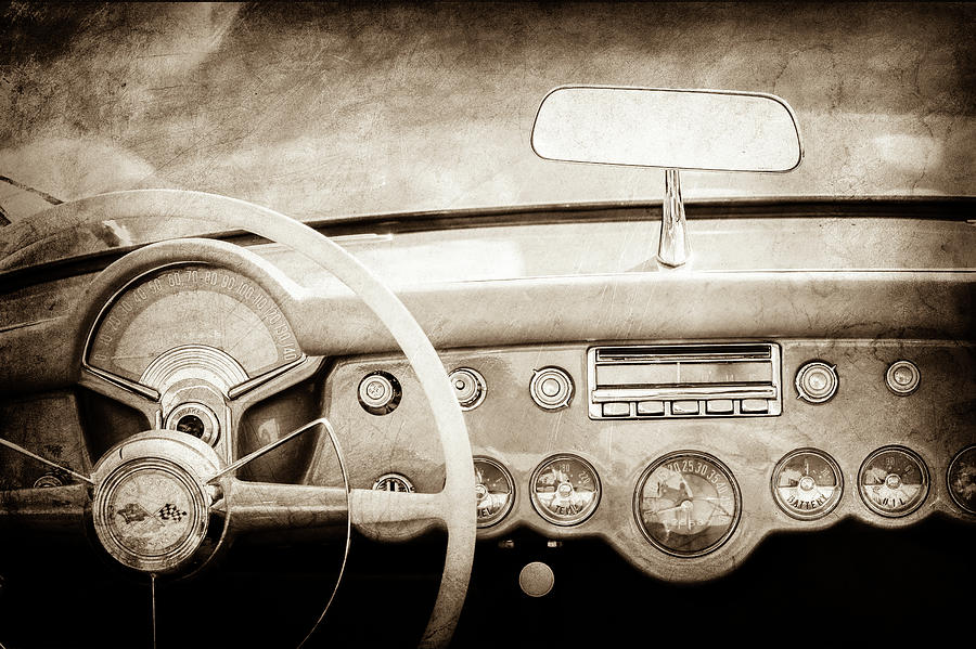 1954 Chevrolet Corvette Steering Wheel -369s Photograph by Jill Reger