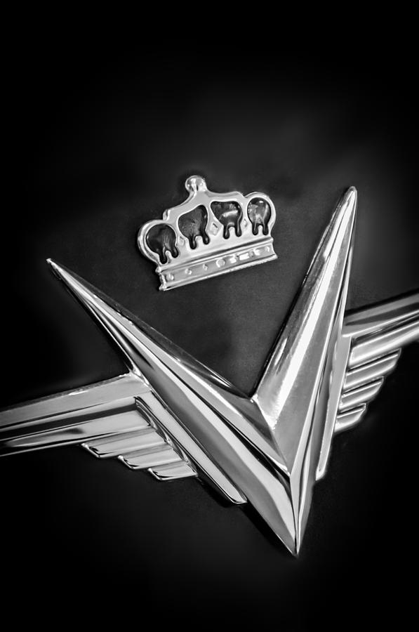 1954 Chrysler Imperial Sedan Emblem -0068bw Photograph by Jill Reger