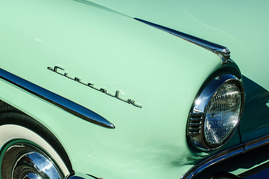 1954 Lincoln Capri Head Light Emblem -0144c Photograph by Jill Reger