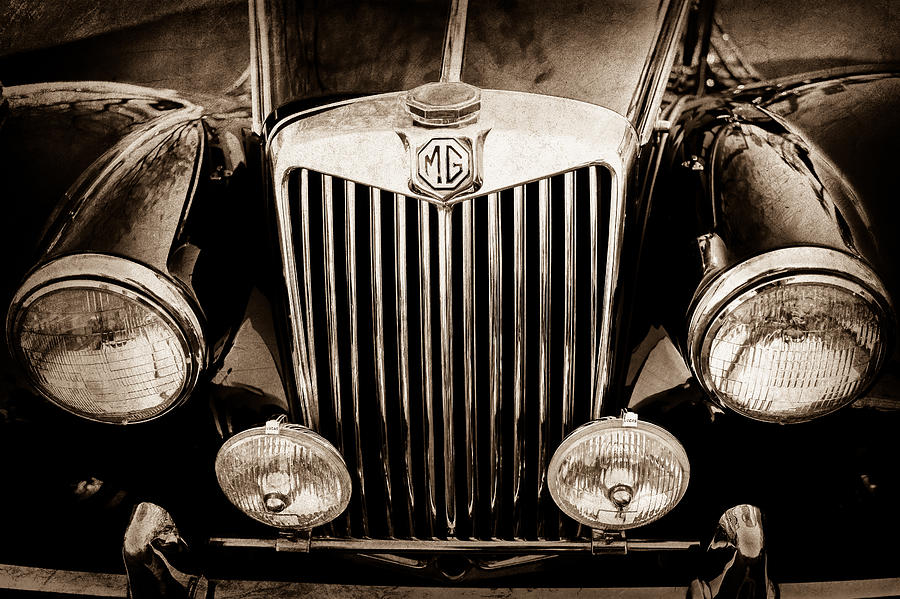 1954 MG TF Grille Emblem -0165s Photograph by Jill Reger