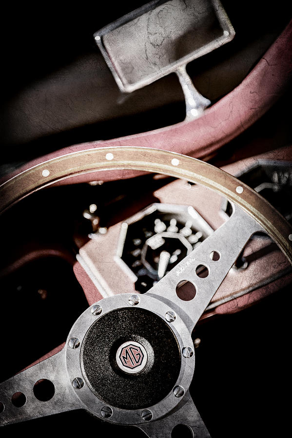 1954 MG TF Steering Wheel Emblem -0920ac Photograph by Jill Reger