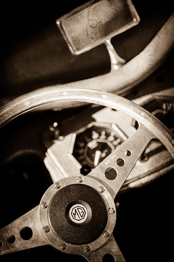 1954 MG TF Steering Wheel Emblem -0920s Photograph by Jill Reger