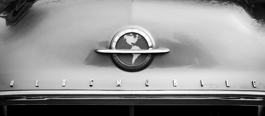 1954 Oldsmobile Super 88 Grille Emblem -110bw Photograph by Jill Reger