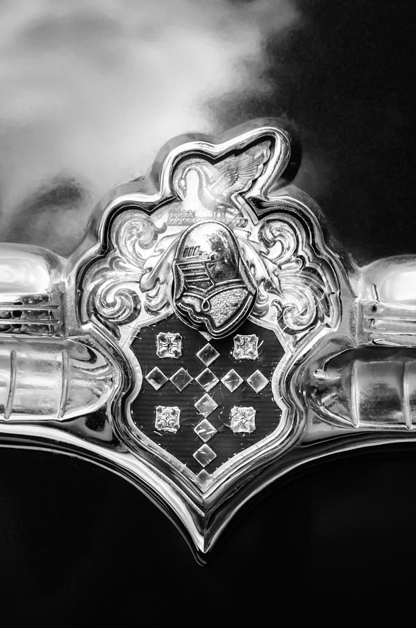 1954 Patrician Packard Emblem -004bw Photograph by Jill Reger