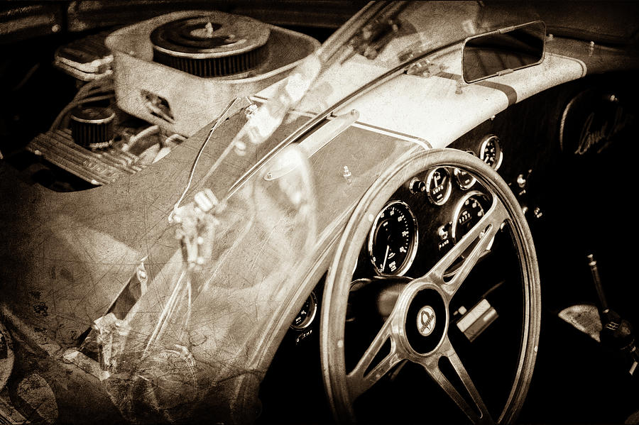 1955 AC Cobra Steering Wheel - Engine -1043s Photograph by Jill Reger