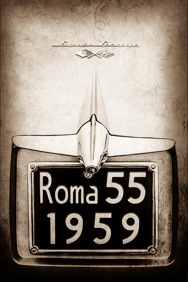 Transportation Photograph - 1955 Alfa Romeo 1900 CSS Ghia Aigle Cabriolet Grille Emblem - Super Sprint Emblem -0601s by Jill Reger