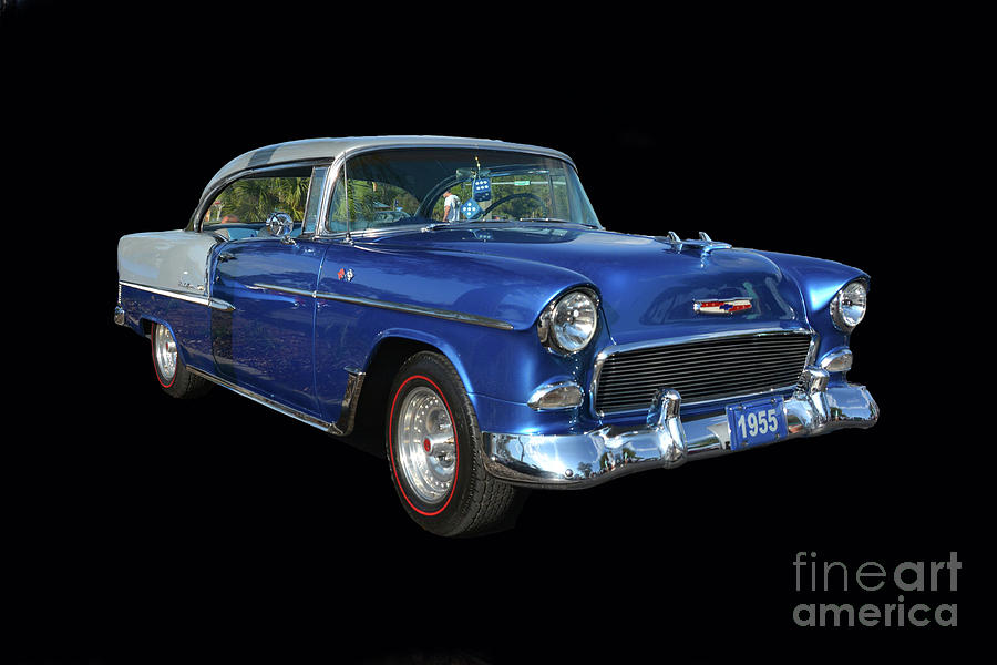 1955 Bel Air Chevrolet Blue Side View Photograph by Christine Dekkers
