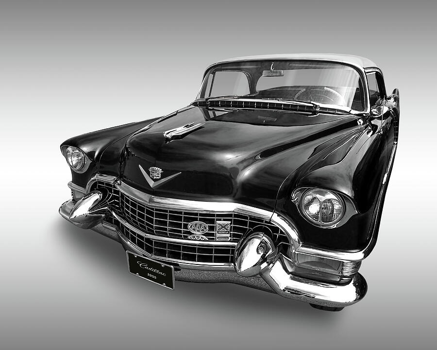 Black And White Photograph - 1955 Cadillac Black and White by Gill Billington