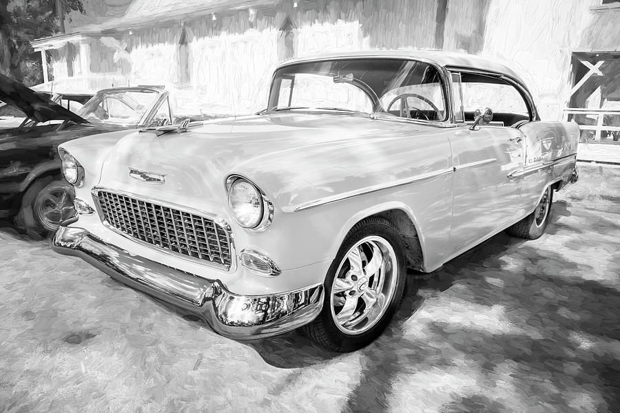 Vintage Photograph - 1955 Chevrolet Bel Air BW 001 by Rich Franco