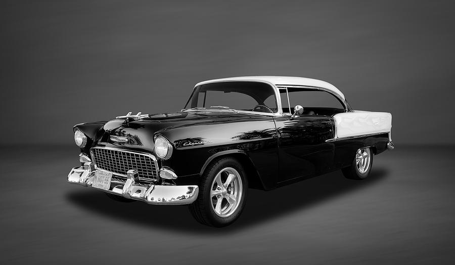 1955 Chevrolet Bel Air Sport Coupe  -  BW Photograph by Frank J Benz