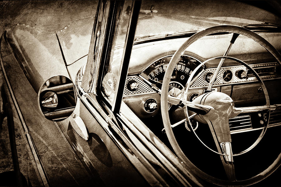 1955 Chevrolet Bel Air Steering Wheel -0263s Photograph by Jill Reger