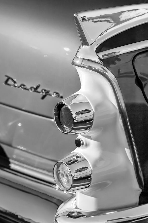 1955 Dodge Coronet Tail Light Emblem -0086bw Photograph by Jill Reger
