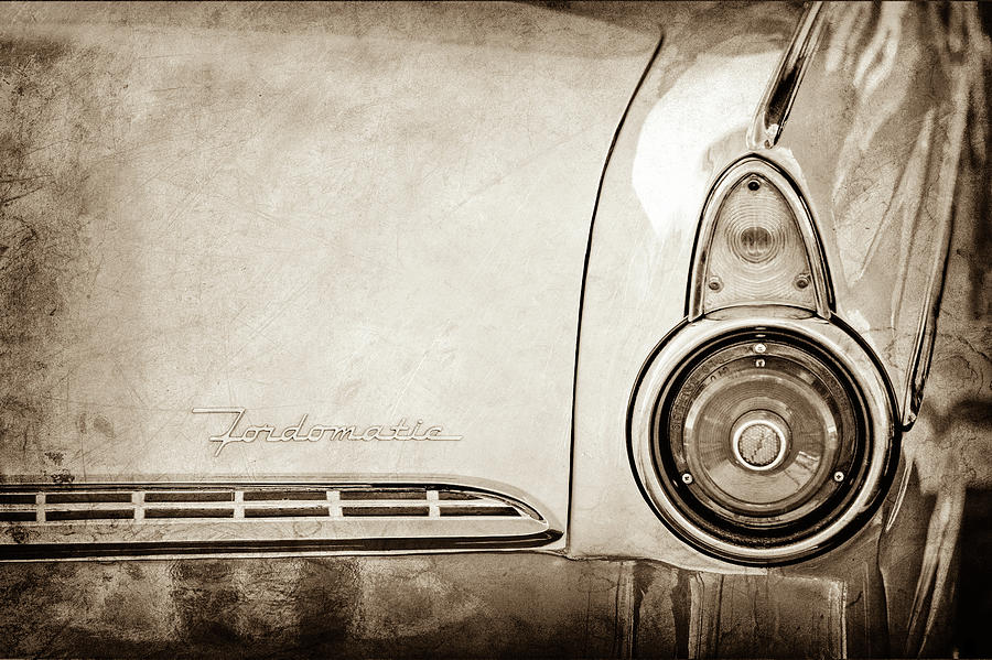 1955 Ford Fairlane Fordomatic Taillight Emblem -0419s Photograph by Jill Reger