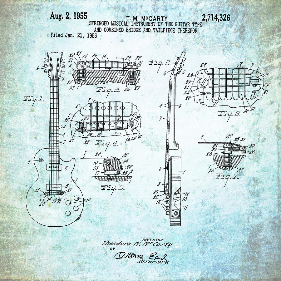 1955 Gibson Les Paul Patent in Weathered Photograph by Bill Cannon