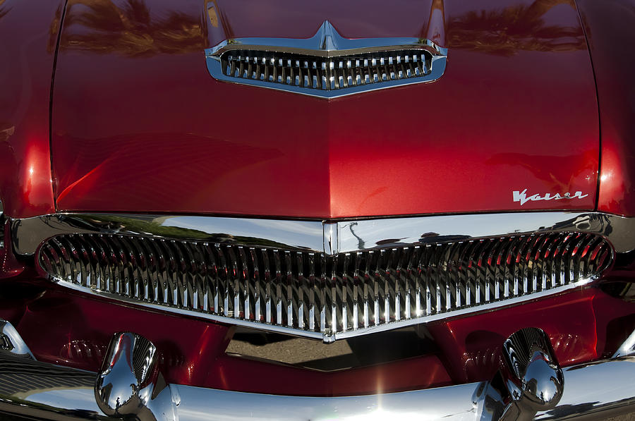 1955 Kaiser Hood Ornament and Grille Photograph by Jill Reger
