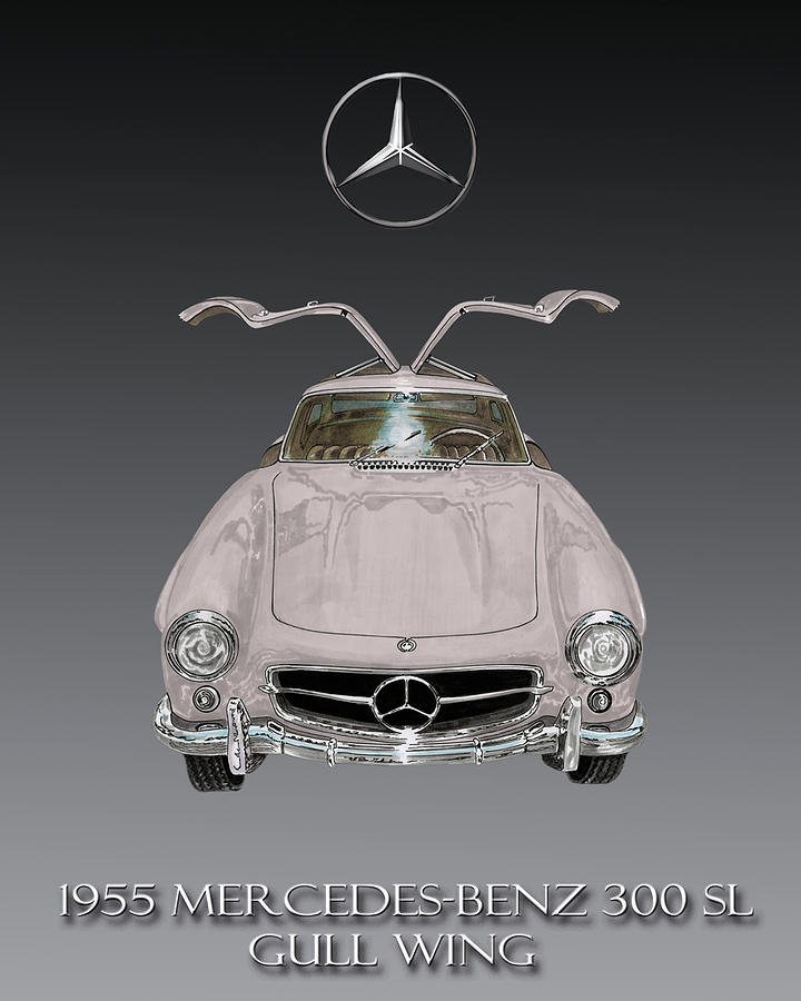 1955 Mercedes Benz Gull Wing 300 S L  Painting by Jack Pumphrey
