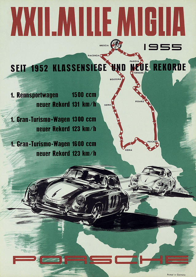 1955 Mille Miglia Porsche Poster Photograph by Georgia Fowler