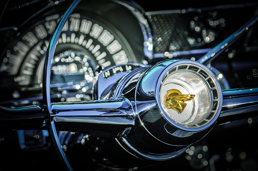 1955 Pontiac Star Chief Steering Wheel Emblem -0103c Photograph by Jill Reger