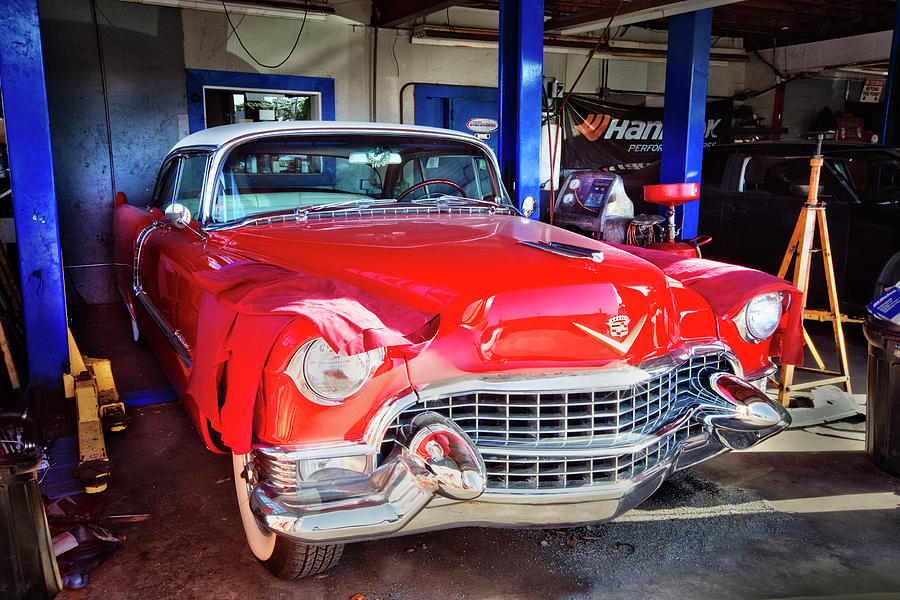 1955 Shiny Red Cadillac Photograph by Debra and Dave Vanderlaan