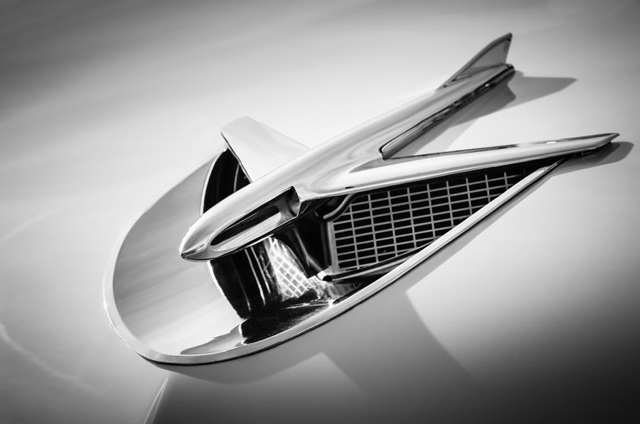 1956 Buick Special Hood Ornament -0758bw Photograph by Jill Reger