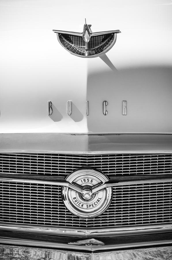 1956 Buick Special Hood Ornament - Emblem -0538bw Photograph by Jill Reger