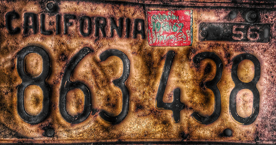 Car Photograph - 1956 California License by Bill Owen