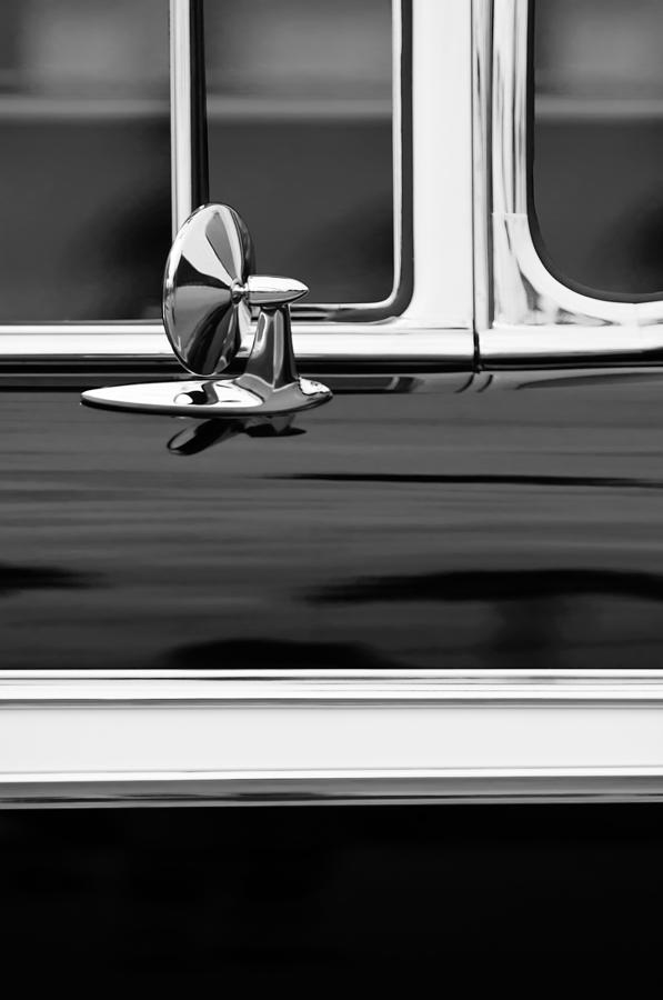 1956 Chevrolet 2-Door Side Mirror -002bw Photograph by Jill Reger