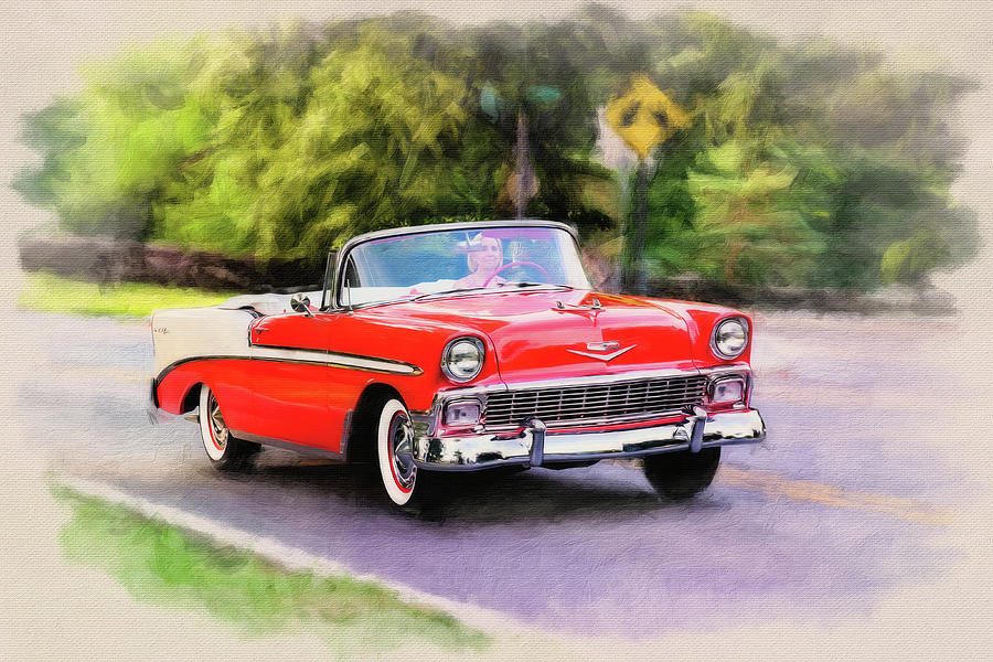 1956 Chevrolet BelAir Convertible Painting by Rich Fiddelke | Fine Art ...