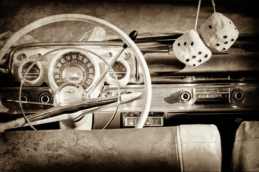1956 Chevrolet Belair Steering Wheel -0492s Photograph by Jill Reger
