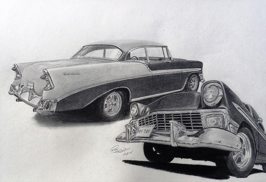 1956 Chevy Bel Air Drawing by Richard Henderson