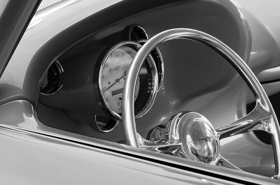 1956 Chrysler Hot Rod Steering Wheel Photograph by Jill Reger