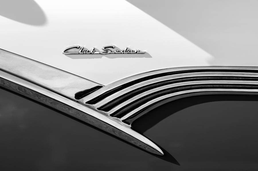 1956 Ford Club Sedan Emblem -536bw Photograph by Jill Reger