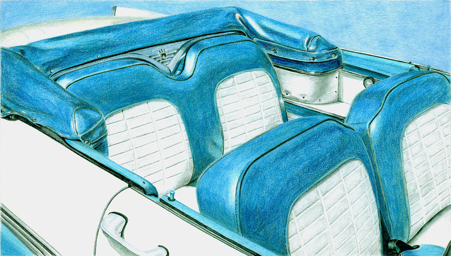1956 Ford Fairlane Convertible 1 Drawing by Rob De Vries