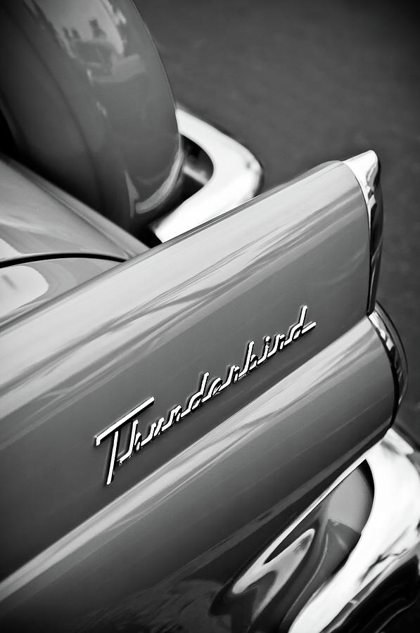 1956 Ford Thunderbird Emblem -0144bw Photograph by Jill Reger