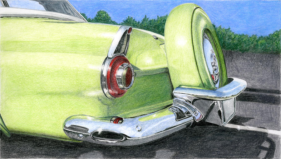 1956 Ford Thunderbird Drawing by Rob De Vries