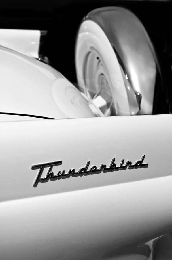 1956 Ford Thunderbird Spare Tire -046bw   Photograph by Jill Reger