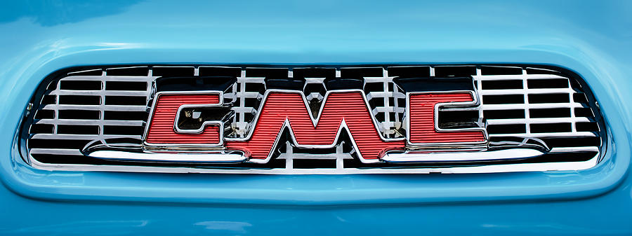 1956 GMC 100 Deluxe Edition Pickup Truck  Grille Emblem -0584c Photograph by Jill Reger
