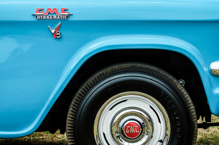 1956 GMC 100 Deluxe Edition Pickup Truck  Side and Wheel Emblems -1498c Photograph by Jill Reger