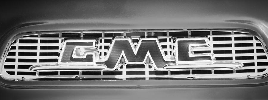 1956 GMC Suburban Pickup Grille Emblem -0194bw2 Photograph by Jill Reger