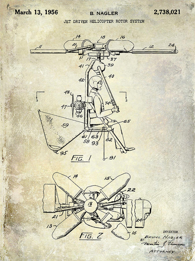 Helicopter Photograph - 1956 Helicopter Patent by Jon Neidert