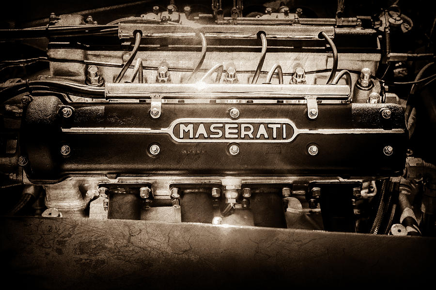 1956 Maserati 150S Engine Emblem -0065s Photograph by Jill Reger
