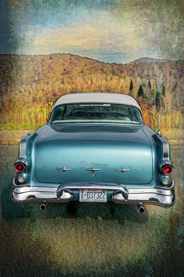 1956 Pontiac in Blue and Gold Watercolors Photograph by Debra and Dave Vanderlaan